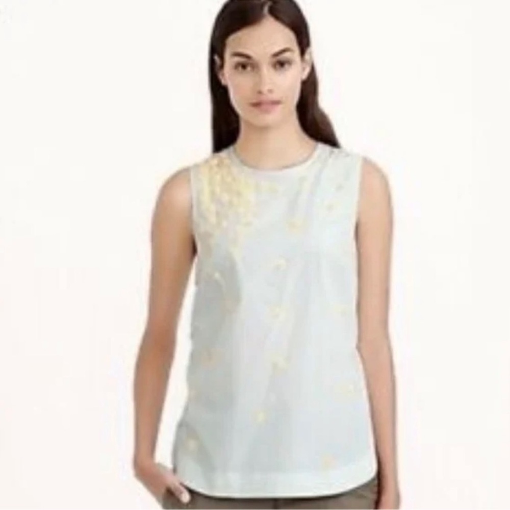 J. Crew Floral Sequin Shell White Size 0